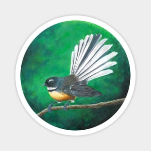 New Zealand fantail bird (piwakawaka) - Painting Magnet